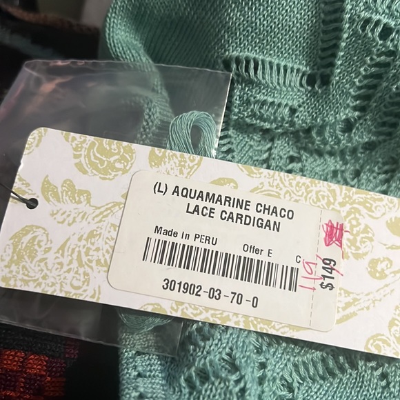 Peruvian Connection Aquamarine Chaco Lace Cardigan - Picture 6 of 7